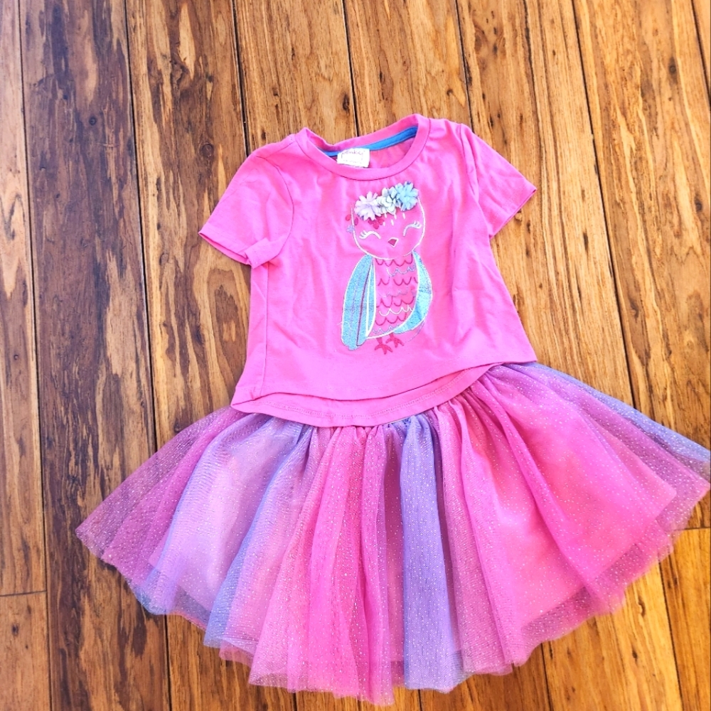 Pinky los angeles matching set shirt and a Tutu skirt, girls 4T